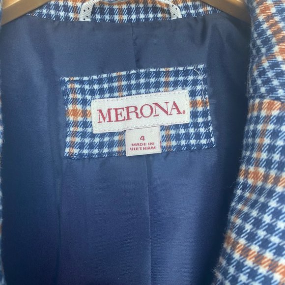 Merona Women's Plaid Houndstooth Blazer Wool Blend Size 4 - Picture 4 of 8